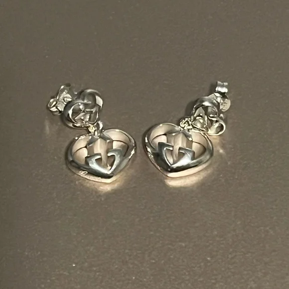 GUCCI Love Britt Double G Heart Drop Earrings
